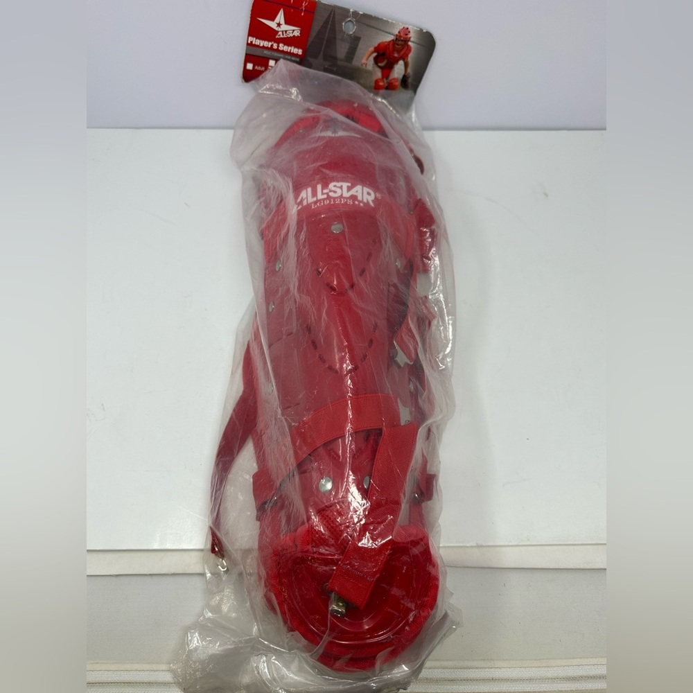 NEW ALL-STAR LG912PS Baseball Shin Leg Guards Plus Knee Supports Red Ages 9-12
